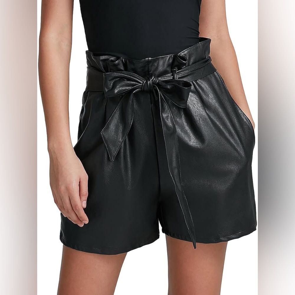 Commando High Waist Black Paperbag Faux Leather Shorts Size Small
